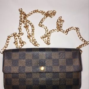 Authentic Louis Vuitton Damier Ebene Sarah Crossbody Wallet Pre-loved